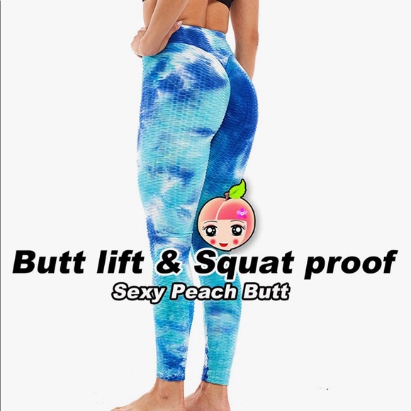 Amazon Pants - Blue tie dye butt scrunch leggings NEW
